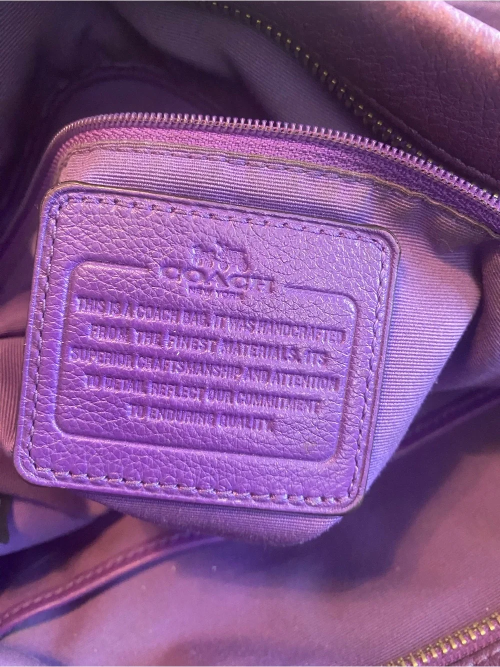 Coach Purple Pebbled Leather Hobo Shoulder Bag